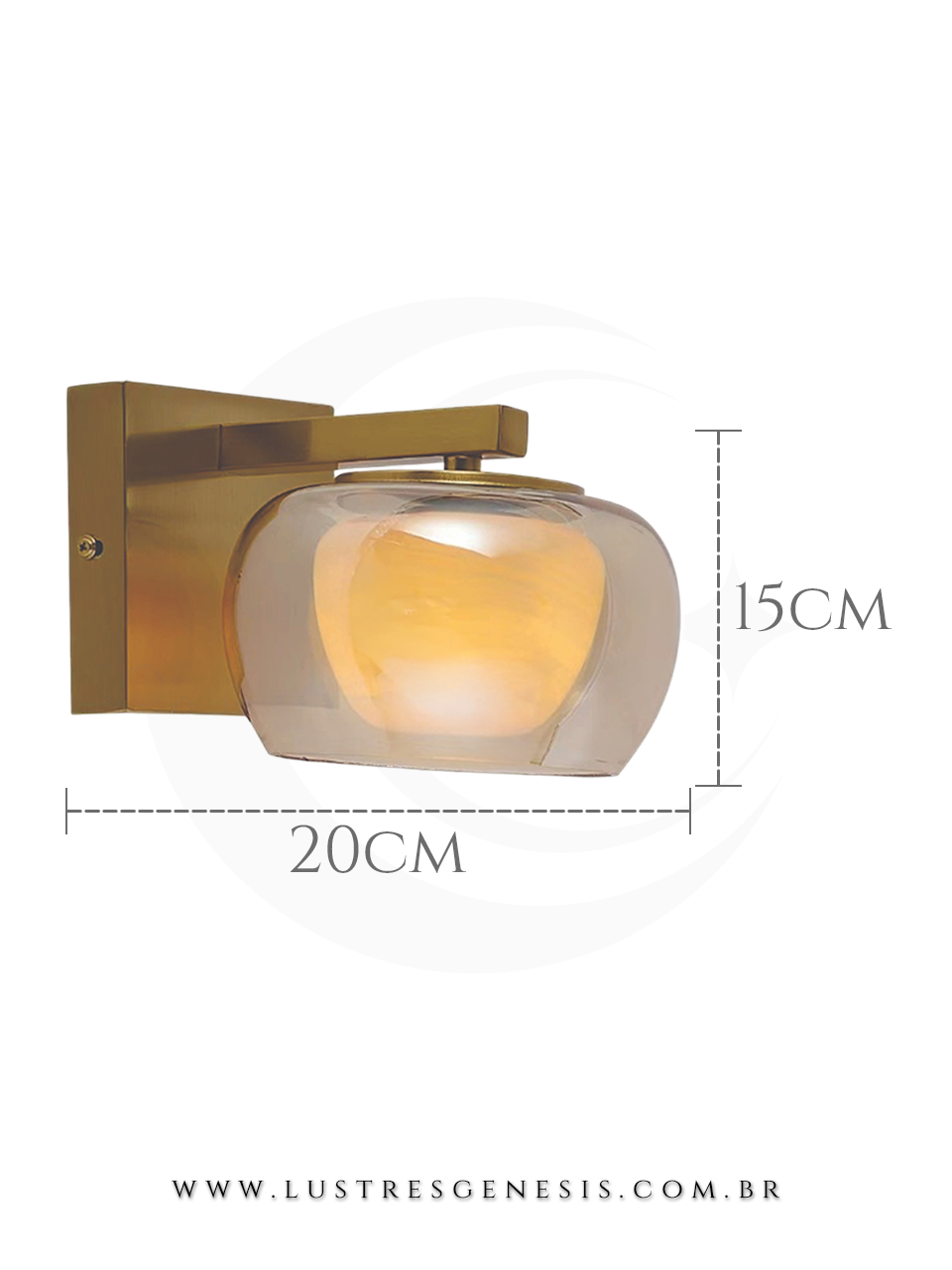 Arandela de Parede Metal Bronze Vidro DCB00275 E14 41x12cm, Sala de Estar, Quarto, Cabeceira de Cama, Espelho do Banheiro, Lavabo